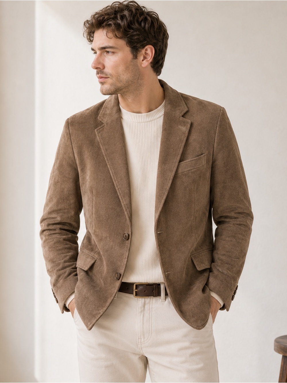 Nautica Mens Microsuede Blazer 42R Brown Sport Coat Preppy Nautical Heritage